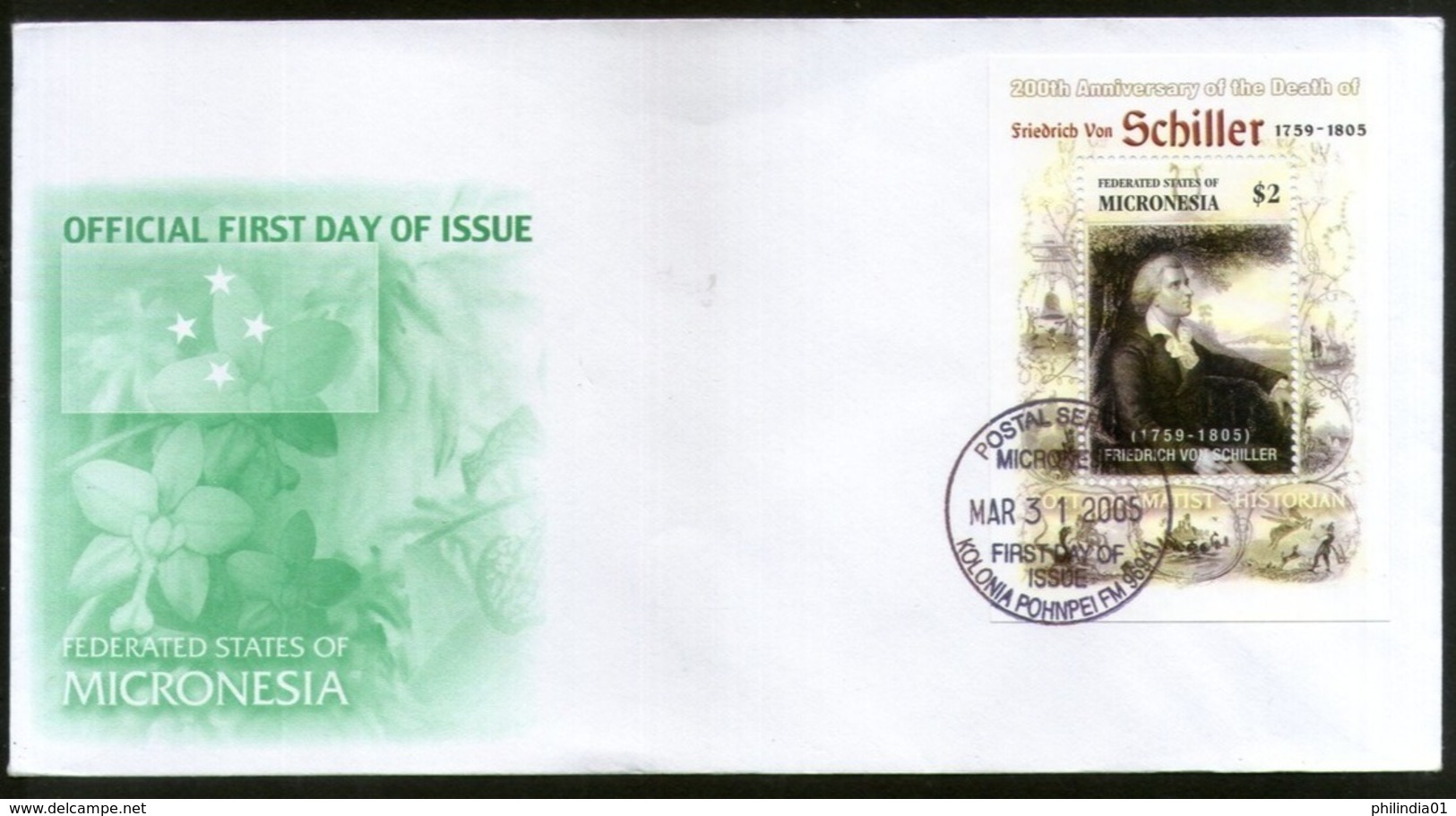 Micronesia 2005 Friedrich Van Schiller Writer Sc 640 M/s FDC # 16558 - Writers