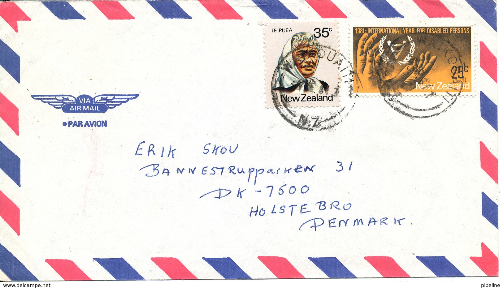 New Zealand Air Mail Cover Sent To Denmark 1981 - Luchtpost