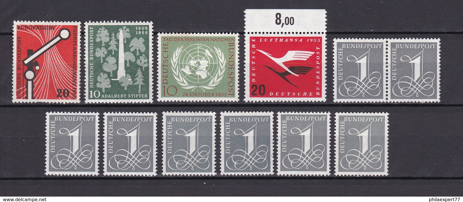 BRD - 1955/63 - Michel Nr. 208+219/21+226 - Postfrisch - 65 Euro - Ungebraucht