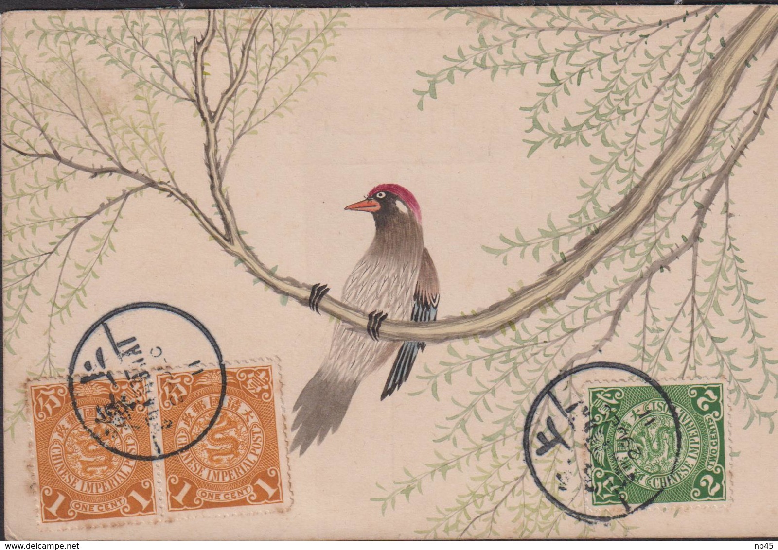 CHINA HAND PAINTED POSTCARD - Chine