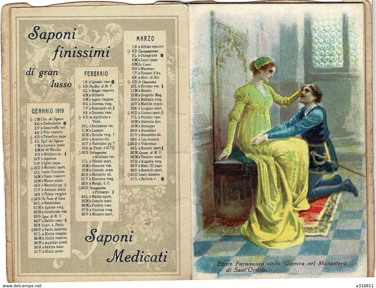 CALENDRIER DE 1919   Profumeria Fratelli Cella Milano  1919 - Small : 1901-20