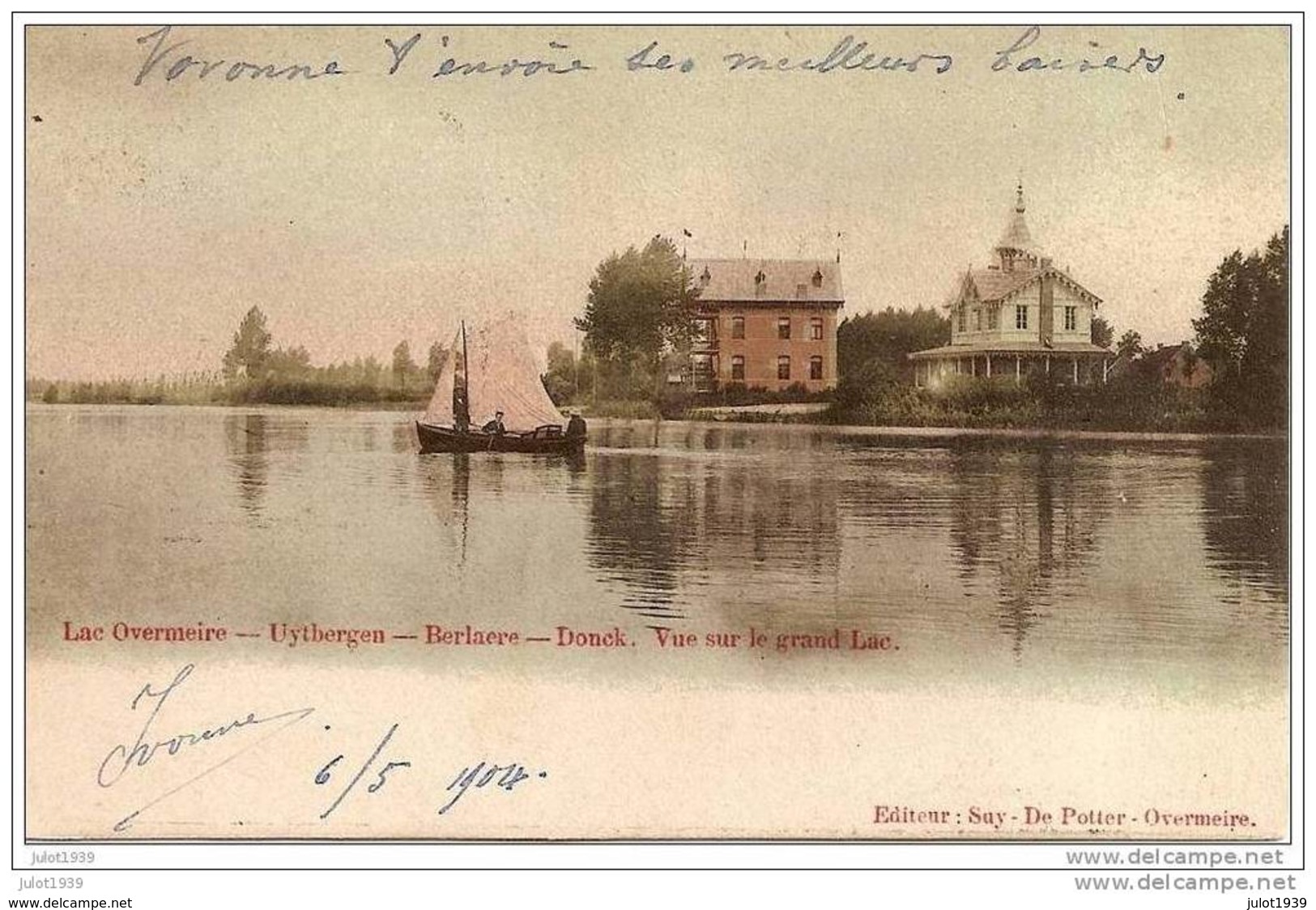 BERLARE ..-- Lac Overmeire ..-- UYTBERGEN ..-- DONCK ..--1904 Vers BEVERLOO ( Mr Jules VISSOUL ) . Voir Verso . - Berlare