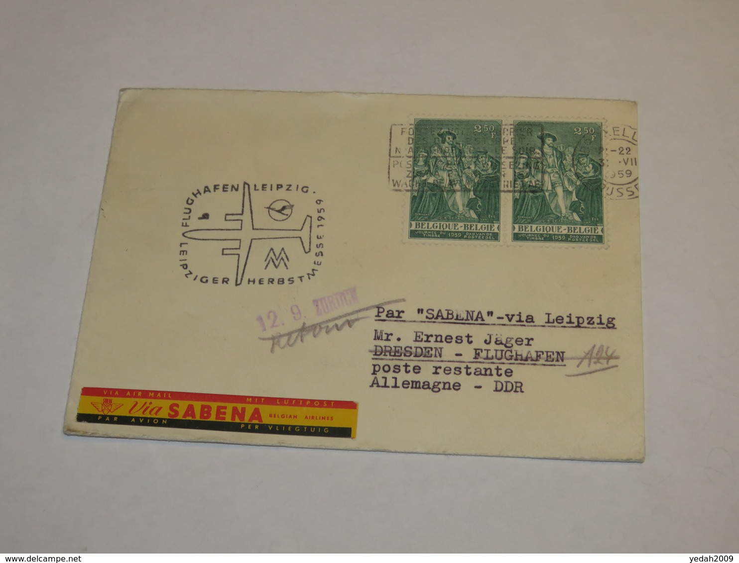 Belgium First Flight Cover 1959 - Other & Unclassified