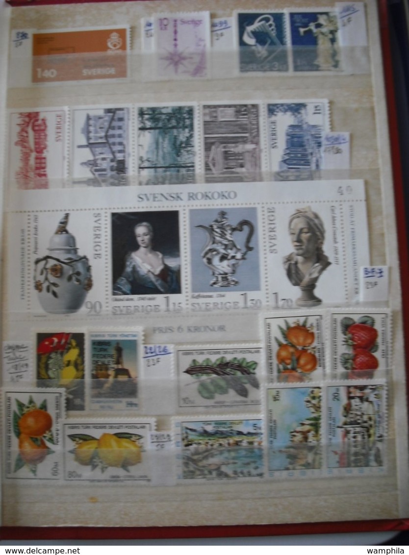 Belgique,Espagne,Danemark,Suéde,Turquie Un Classeur De Timbres Neufs,blocs,carnets. - Collections (en Albums)