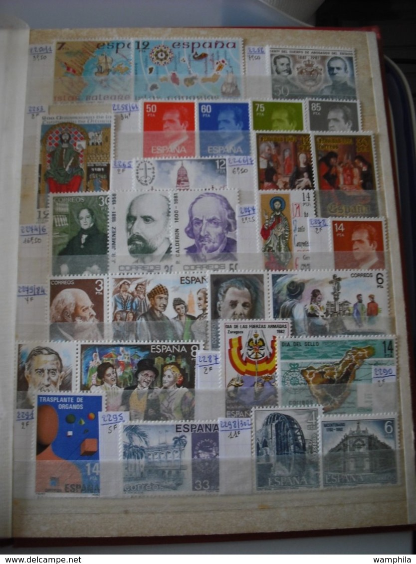 Belgique,Espagne,Danemark,Suéde,Turquie un classeur de timbres neufs,blocs,carnets.