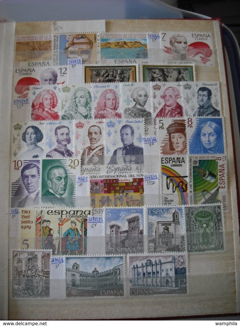 Belgique,Espagne,Danemark,Suéde,Turquie un classeur de timbres neufs,blocs,carnets.