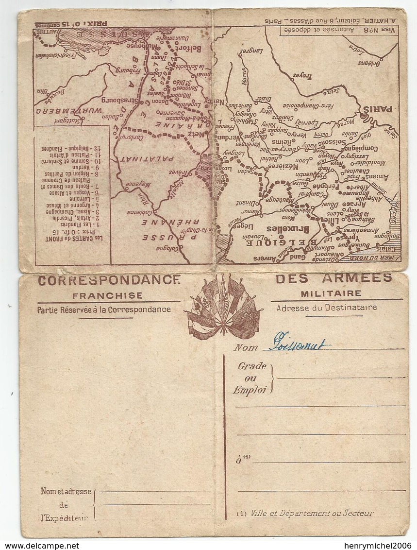 Marcophilie Carte Franchise Militaire Des Armées Les Cartes Du Front N3 Aisne Et Champagne - Brieven En Documenten