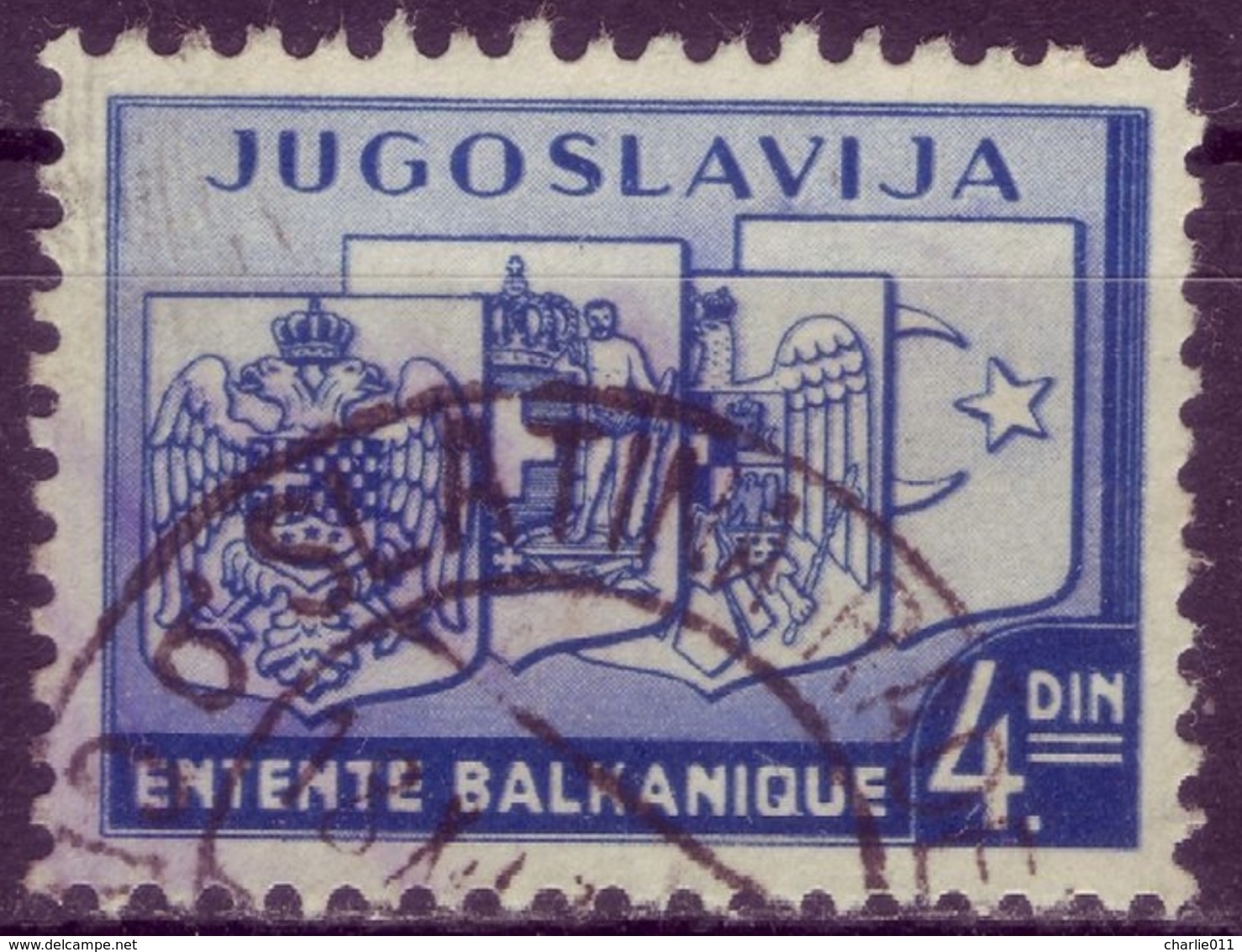 ENTENTE BALKANIQUE-ANTANTA-4 DIN-POSTMARK SLATINA -RADENCI-RARE-CROATIA - YUGOSLAVIA - 1937 - Oblitérés