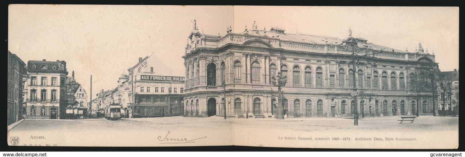 ANTWERPEN - LE THEATRE FLAMAND CONSTRUIT 1869 - 1872  PANORAMISCHE KAART - Antwerpen