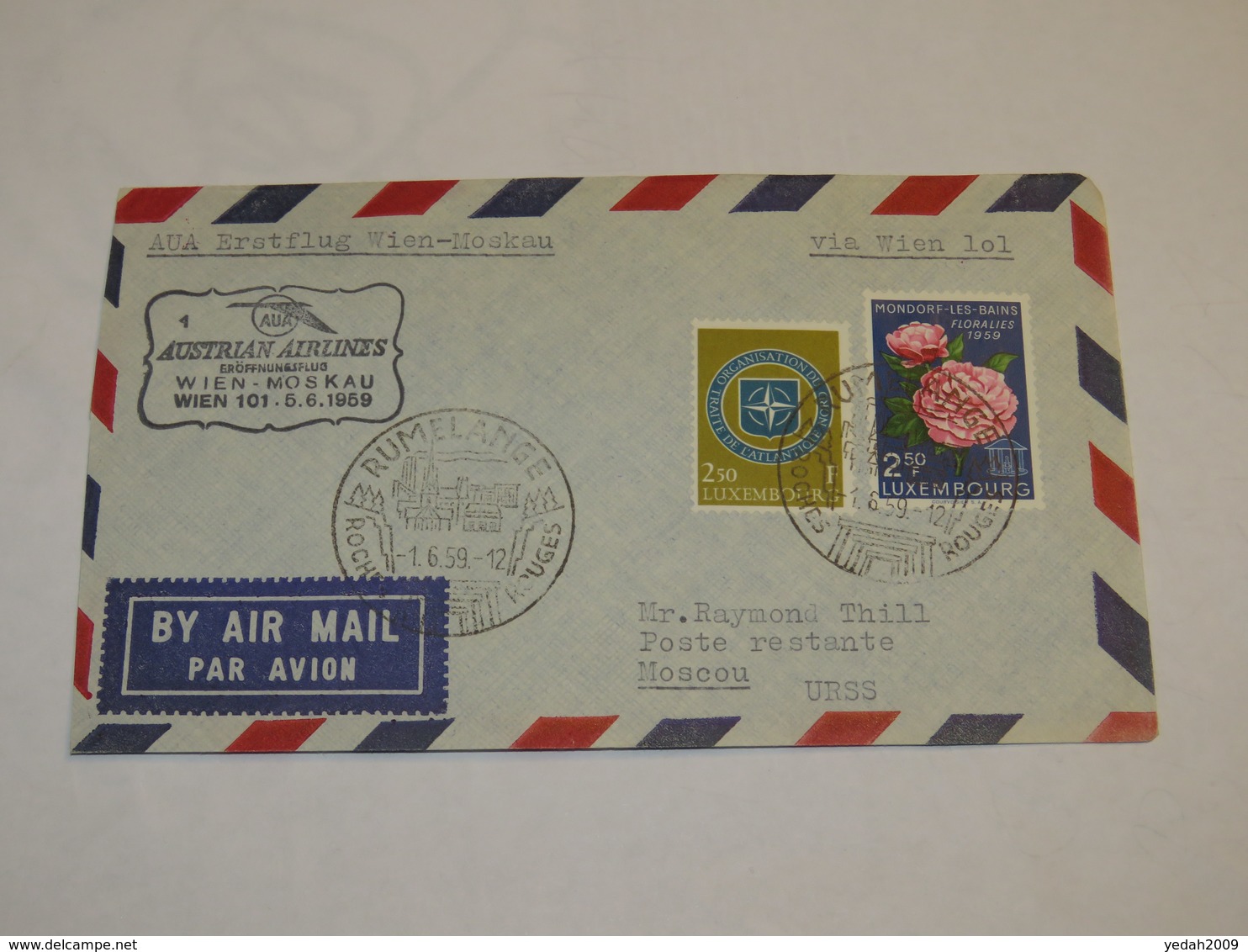 Luxembourg First Flight Cover 1959 - Otros & Sin Clasificación