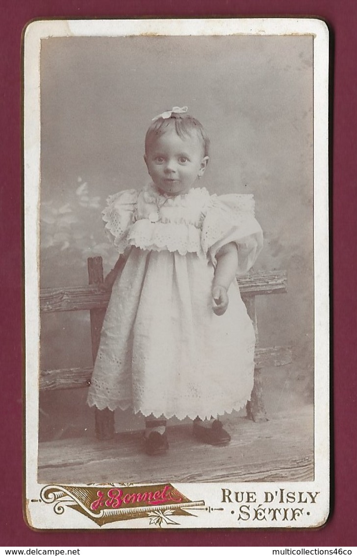 250220A - PHOTO ANCIENNE Cdv J BONNET Rue D'Isly SETIF ALGERIE - Enfant Fillette - Kinder