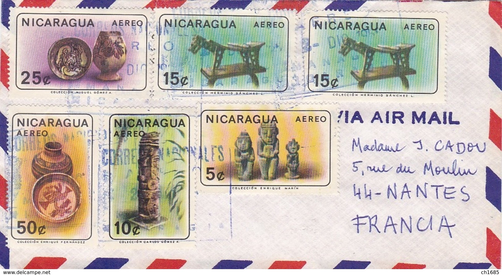 NICARAGUA :  Divers PA  Antiquités Indigènes Sur Lettre Pour La France - Nicaragua