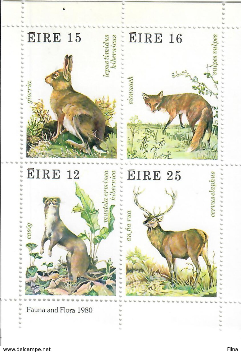 IRLANDA 1980 - FAUNA ANIMALI SELVATICI - FGL - MNH** - Neufs