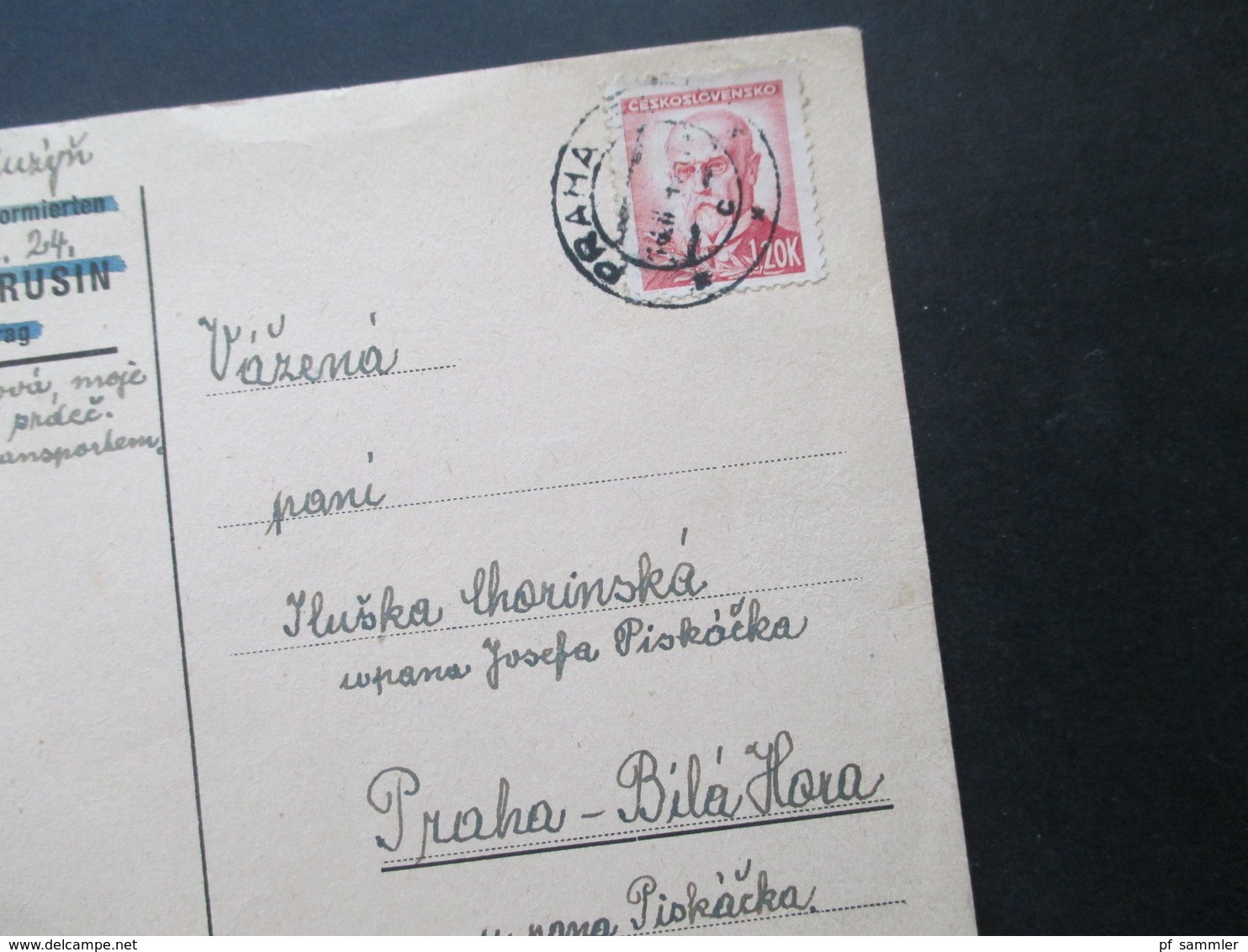 CSSR 2.1946 PK Der Generalkommandant Der Nichtuniformierten Protektoriatspolizei Entlassungslager Rusin Bei Prag - Covers & Documents