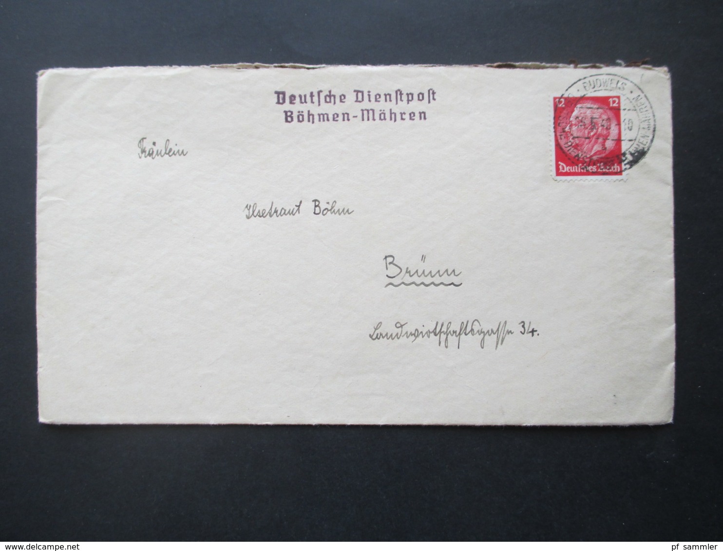 Deutsche Dienstpost Böhmen Und Mähren Budweis + Stempel L2 Absender RAD Abt. K3/390 Budweis Fliegerhorst Mit Inhalt!! - Lettres & Documents