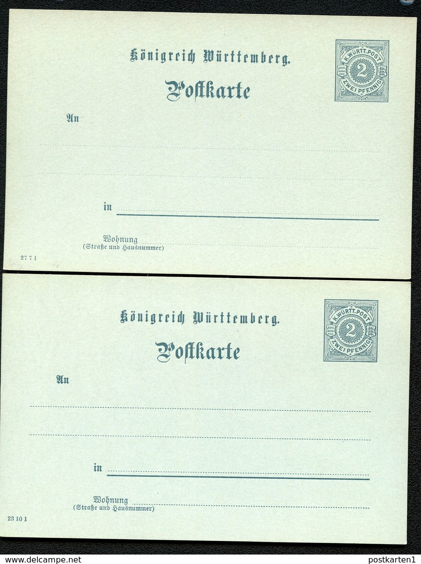 WÜRTTEMBERG P43 2 Postkarten Diverse Druckdaten 1901 Kat. 4,00 € - Ganzsachen