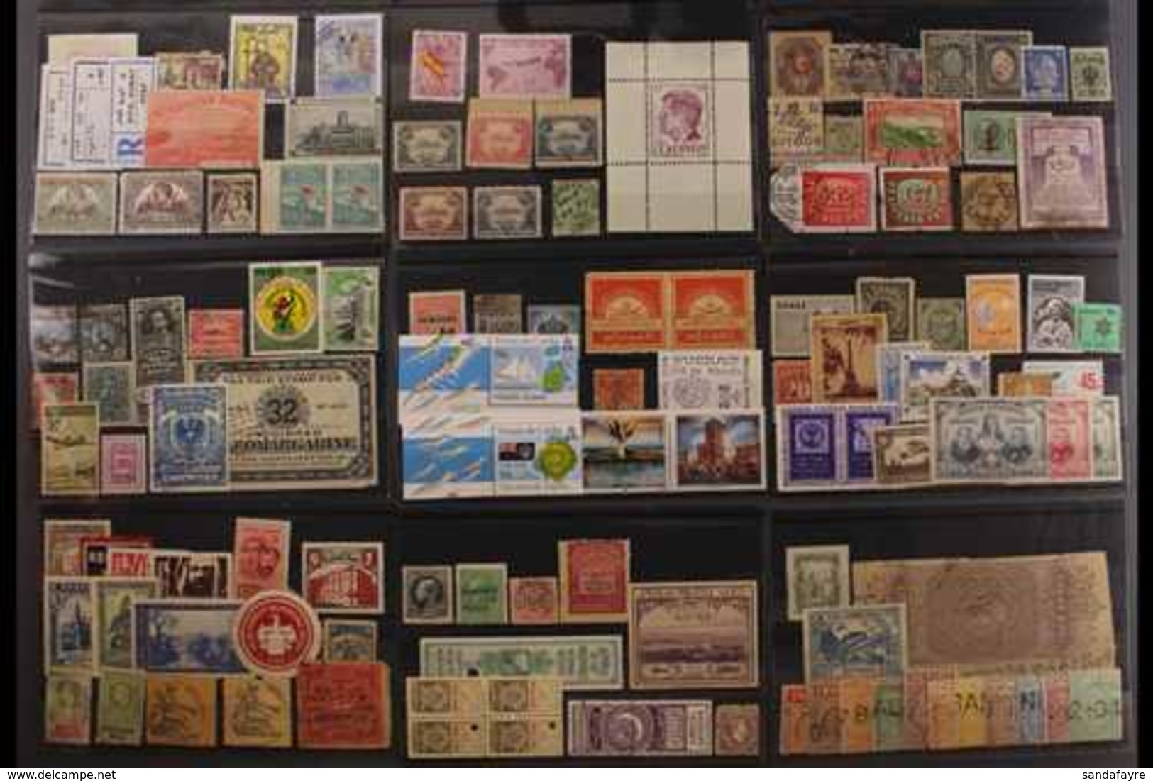INTERESTING AND UNUSUAL ARRAY IN AN OLD AUCTION FOLDER Philatelic Curiosities Displayed On About Twenty Stockcards - Wor - Autres & Non Classés