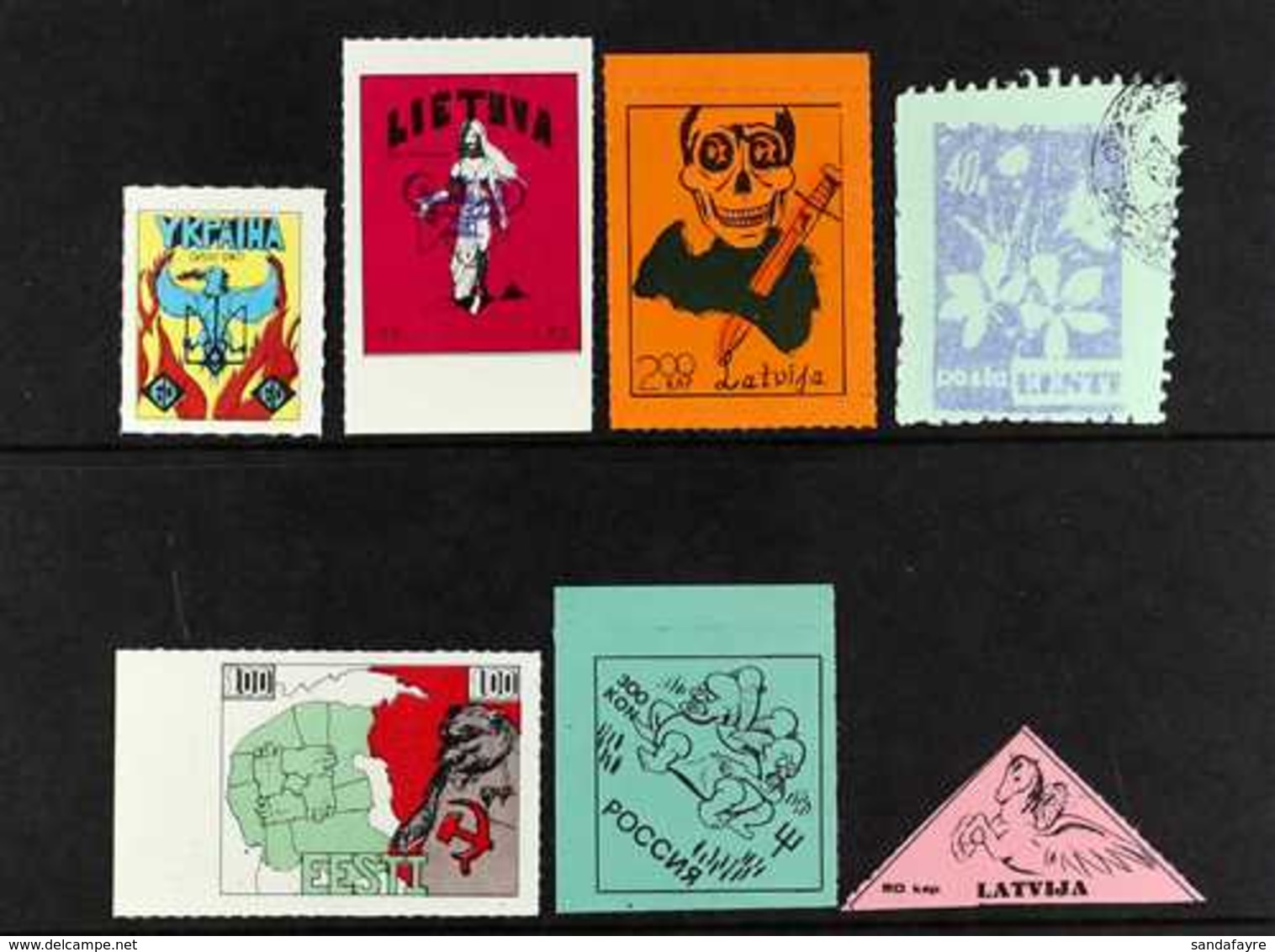 BALTIC STATES ALL DIFFERENT COLLECTION OF CINDERELLA LABELS, Many Appear To Be Full Of Anti-communist Sentiment, A Numbe - Andere & Zonder Classificatie