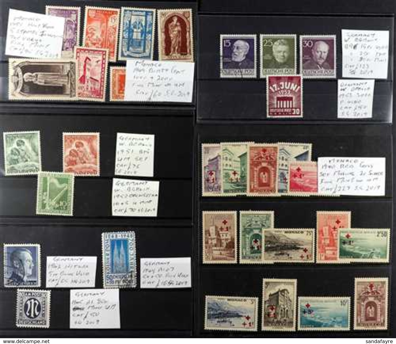 GERMANY & MONACO 'BETTER' Sets / Items On A Few Stock Cards, 1940 -1953, Stated To Cat £820+ (31 Stamps) For More Images - Altri & Non Classificati