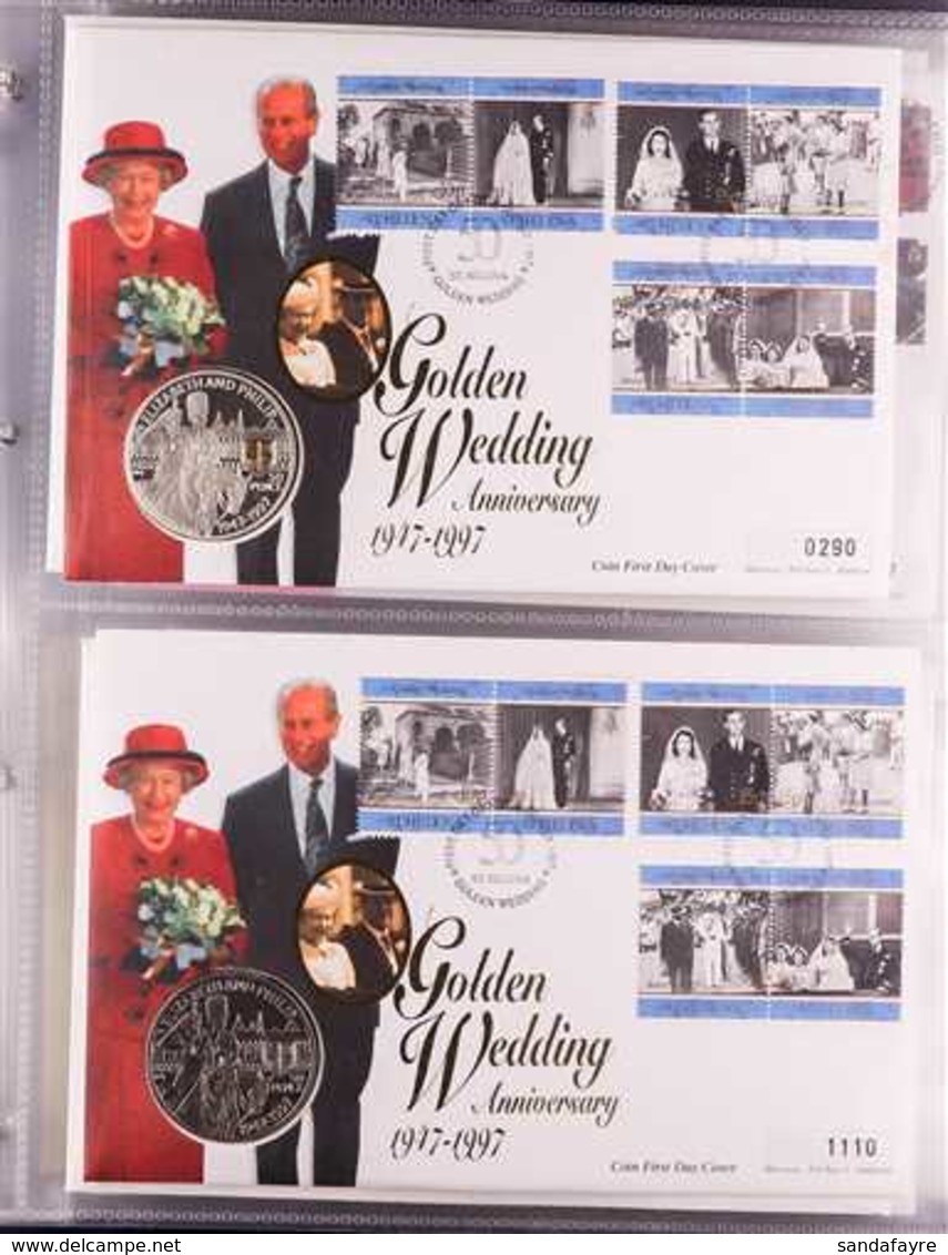 ROYALTY 1997 Royal Golden Wedding Anniversary COIN COVERS COLLECTION Presented In A Dedicated Album. ALL DIFFERENT & Inc - Sin Clasificación