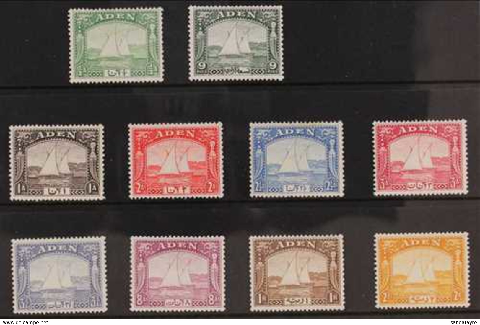 1937 SHORT SET. An Attractive Short Set Of "Dhow" To 2 Rupee, SG 1/10, Fine, Lightly Hinged Mint With Vibrant Colours. ( - Aden (1854-1963)