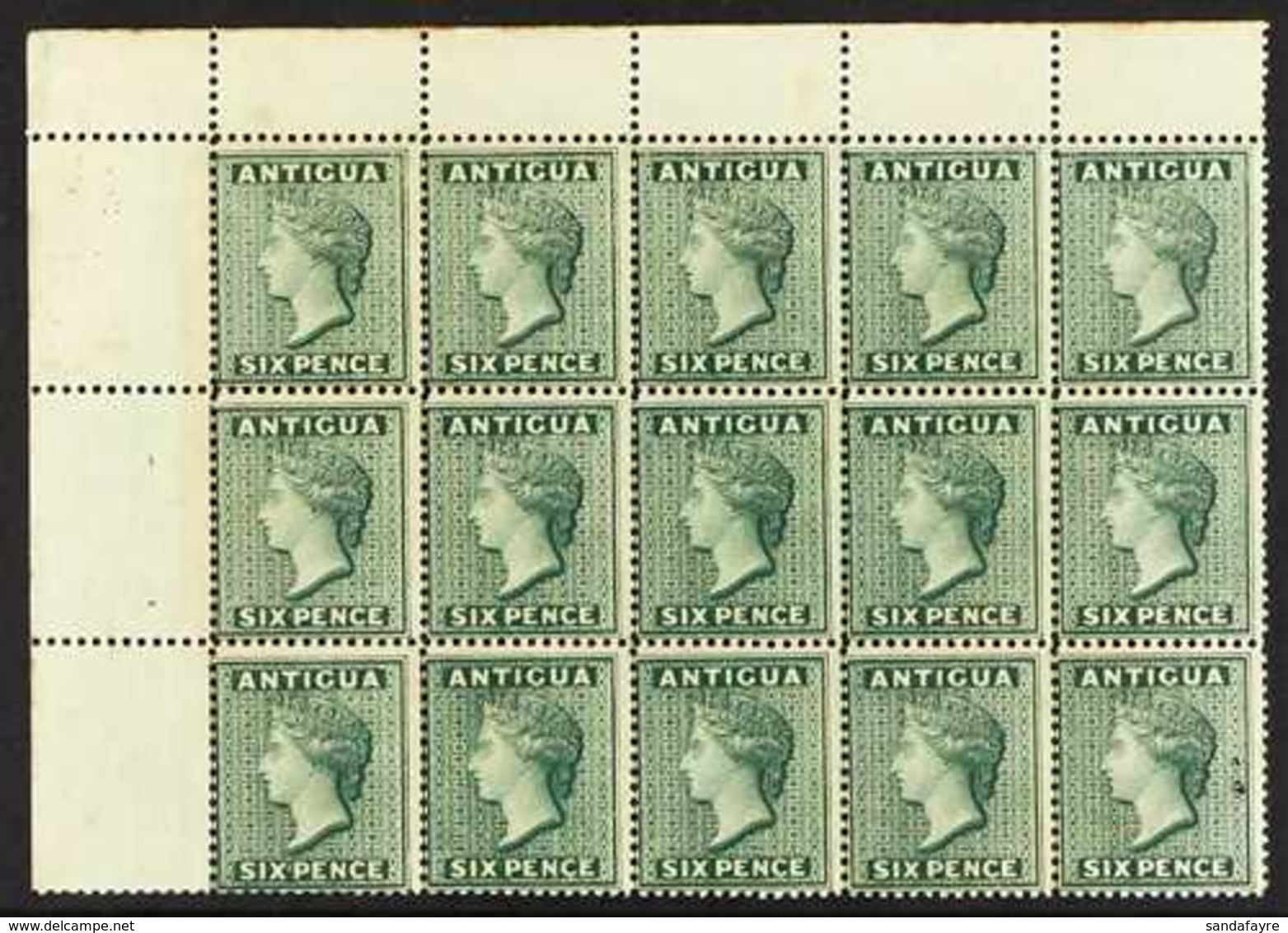 1884-86 6d Deep Green, SG 29, Never Hinged Mint BLOCK OF FIFTEEN From The Top-left Corner, Some Light Gum Toning But A S - Otros & Sin Clasificación