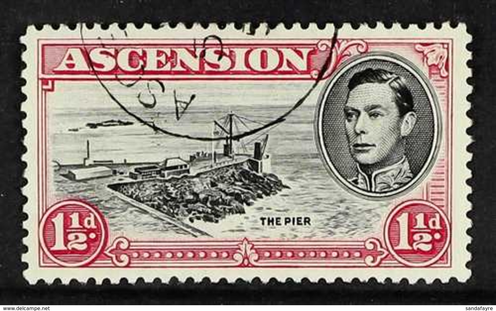 1953 1½d Black And Rose-carmine Perf. 13, With DAVIT FLAW, SG 40fa, Fine Cds Used, Unpriced In SG. For More Images, Plea - Ascension (Ile De L')