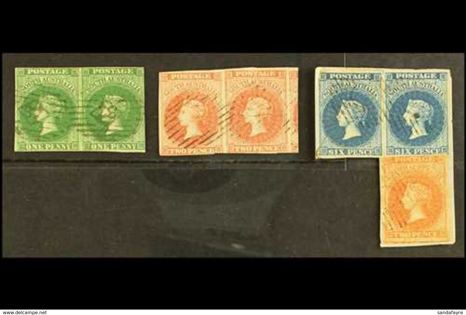 SOUTH AUSTRALIA 1855 1d, 2d And 6d Values, Each As A Horizontal PAIR (SG 1/3) All Fine Lightly Used With Fresh Attractiv - Andere & Zonder Classificatie