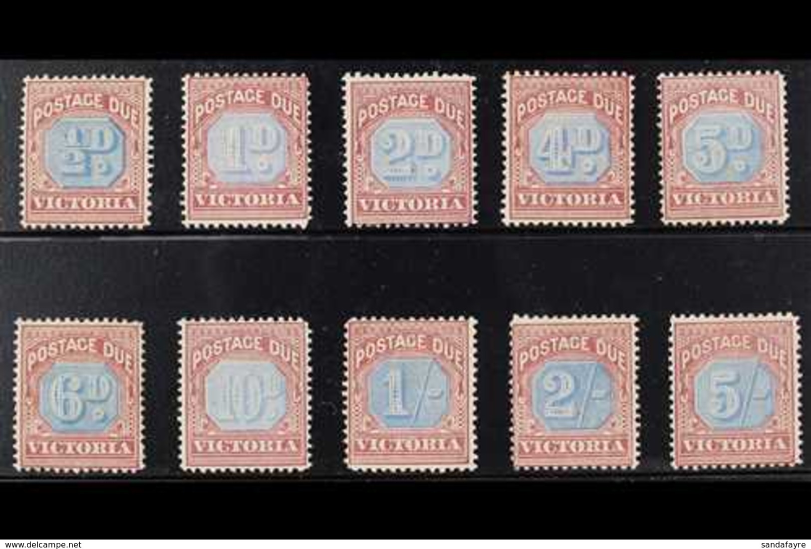 VICTORIA POSTAGE DUE 1890-94 Complete Set, SG D1/10, Fine Mint. Fresh And Attractive. (10 Stamps) For More Images, Pleas - Otros & Sin Clasificación