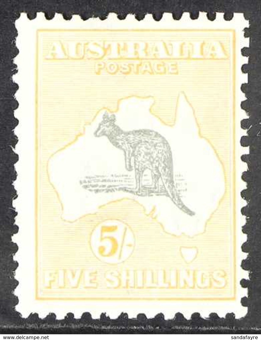 1931 5s Grey And Yellow, Wmk C Of A, Kangaroo, SG 135, Very Fine Mint. For More Images, Please Visit Http://www.sandafay - Otros & Sin Clasificación