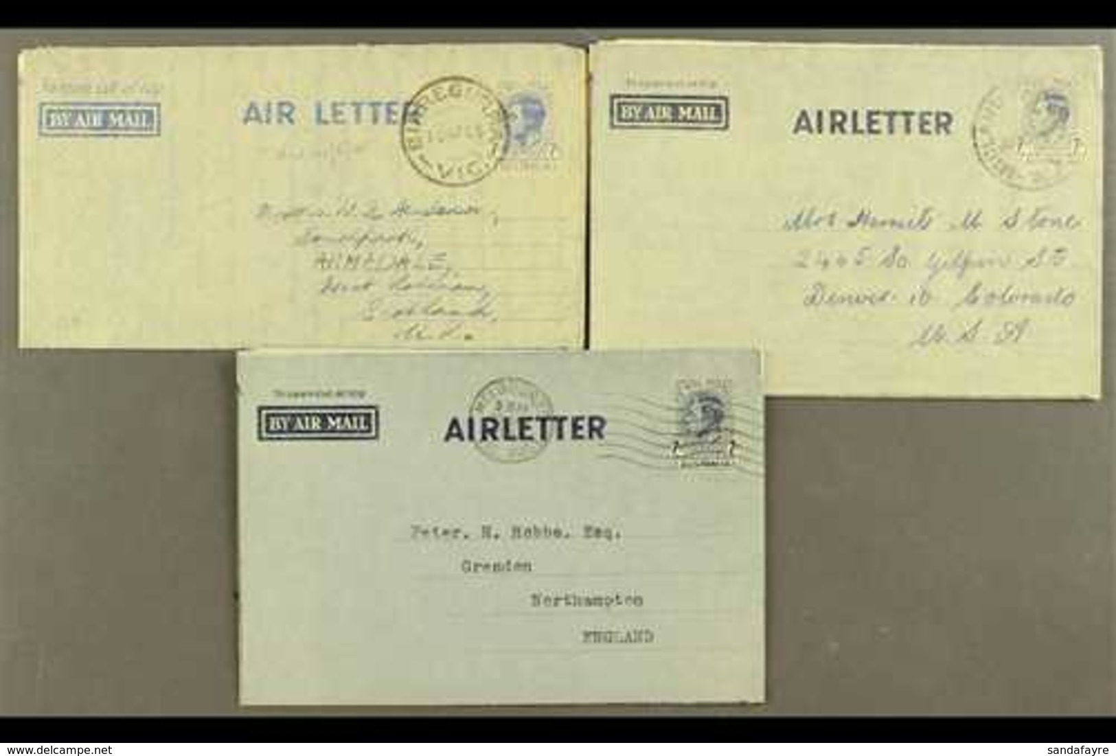 AEROGRAMMES 1944-1954 Used Selection Of All Different Postal Stationery Air Letter Sheets, Inc Scarce 1944 7d Addressed  - Otros & Sin Clasificación