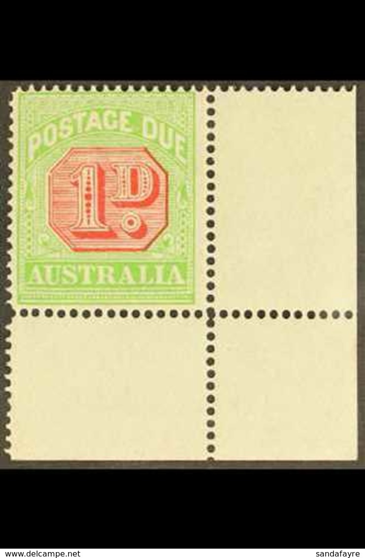 POSTAGE DUES 1913 - 23 1d Rosine And Bright Apple Green, Perf 14, SG D80, Corner Copy Never Hinged Mint. For More Images - Andere & Zonder Classificatie