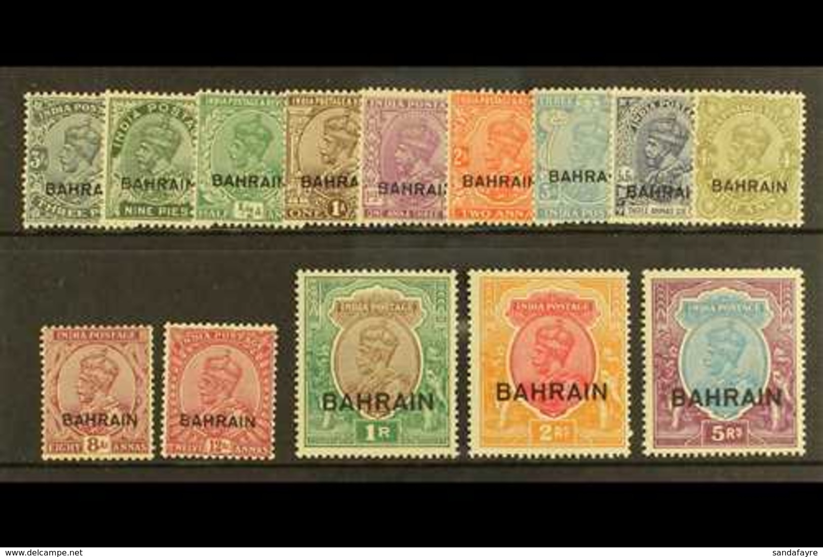 1933 Geo V Set Complete, 5r With Upright Wmk, SG 1/14, Very Fine And Fresh Mint. (14 Stamps) For More Images, Please Vis - Bahreïn (...-1965)