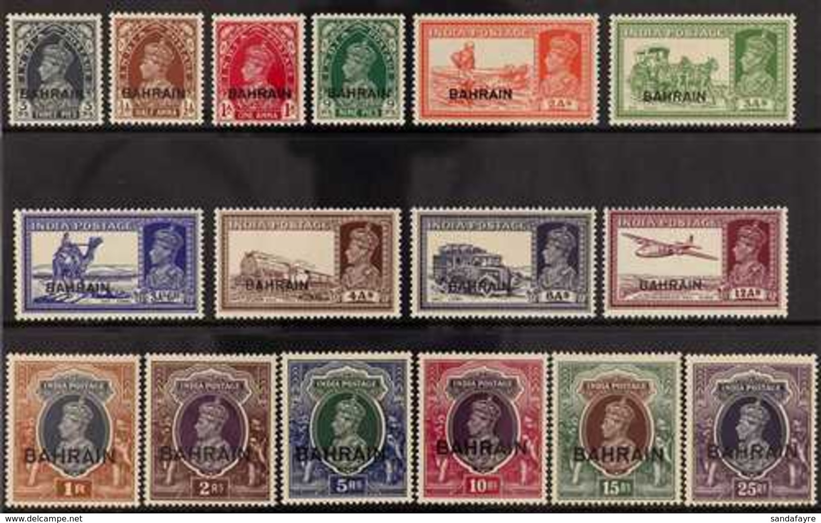 1938-41 Overprints Complete Set, SG 20/37, Fine Mint Mostly Never Hinged (only 12a Is Hinged), Attractive. (16 Stamps) F - Bahrain (...-1965)