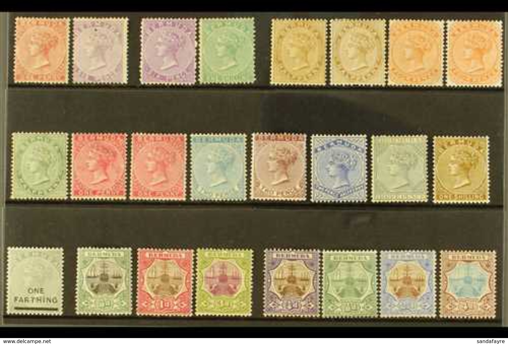 1865-1910 OLD TIME MINT SELECTION Presented On A Stock Card. Includes 1865-1903 CC Wmk P14 1d & 6d, P 14 X12½ 6d & 1s, 1 - Bermuda