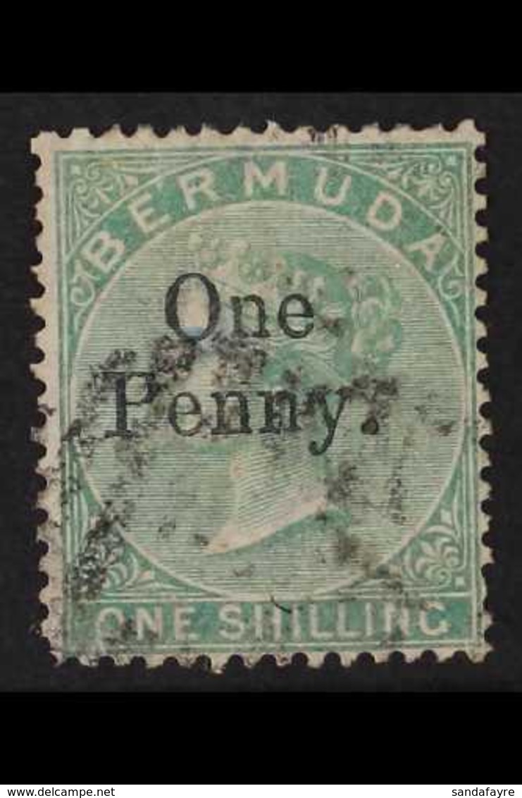 1875 1d On 1s Green, SG 17, Used, Tiny Thin At Lower Left Corner. For More Images, Please Visit Http://www.sandafayre.co - Bermudas