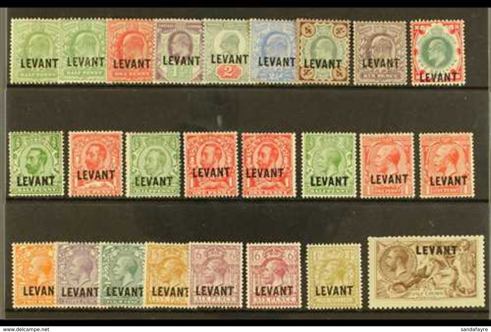 BRITISH CURRENCY 1905-21 MINT COLLECTION. An Attractive, All Different Mint "LEVANT" Opt'd Group That Includes 1905-12 R - Brits-Levant
