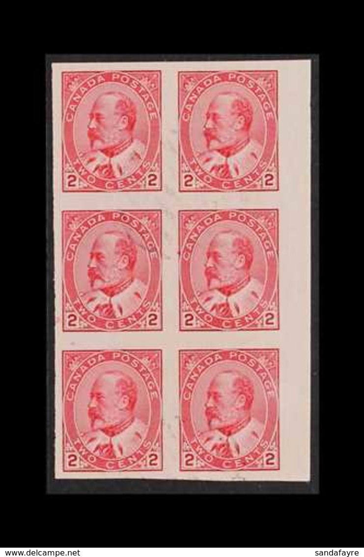 1903-12 2c Pale Rose-carmine IMPERF, SG 177a, Very Fine Used Marginal BLOCK Of 6, Fresh. (6 Stamps) For More Images, Ple - Autres & Non Classés
