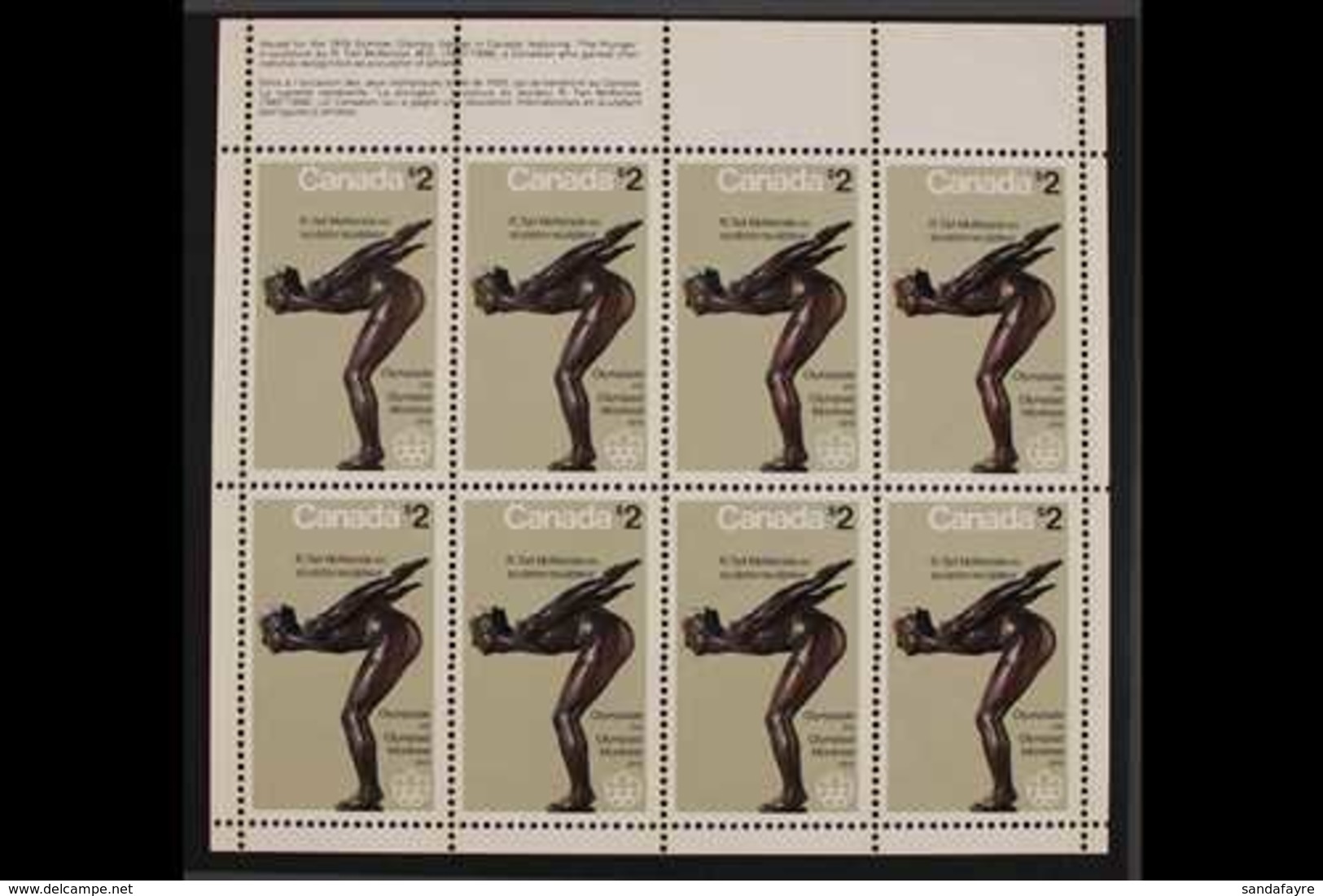 1975 Olympic Sculptures DULL PAPERS Complete Set, Unitrade 656i/57i, Superb Never Hinged Mint Complete PANES Of 8, Very  - Otros & Sin Clasificación