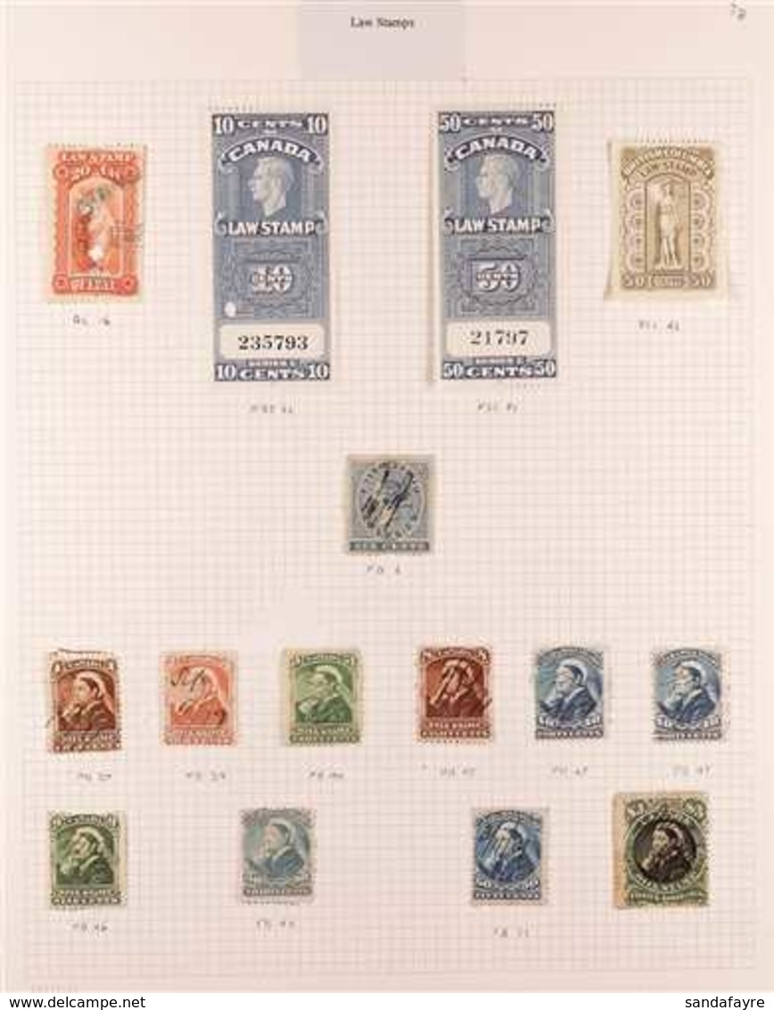 REVENUE STAMPS QV To KGVI Collection On Album Pages. Note Bill Stamp QV Range To $3, Excise Range To $10 Pair, Law Stamp - Autres & Non Classés