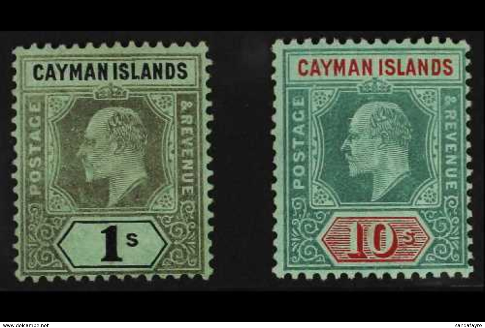 1907 1s And 10s Wmk Crown CA, Ed VII, SG 33/4, Fine Mint. For More Images, Please Visit Http://www.sandafayre.com/itemde - Caimán (Islas)