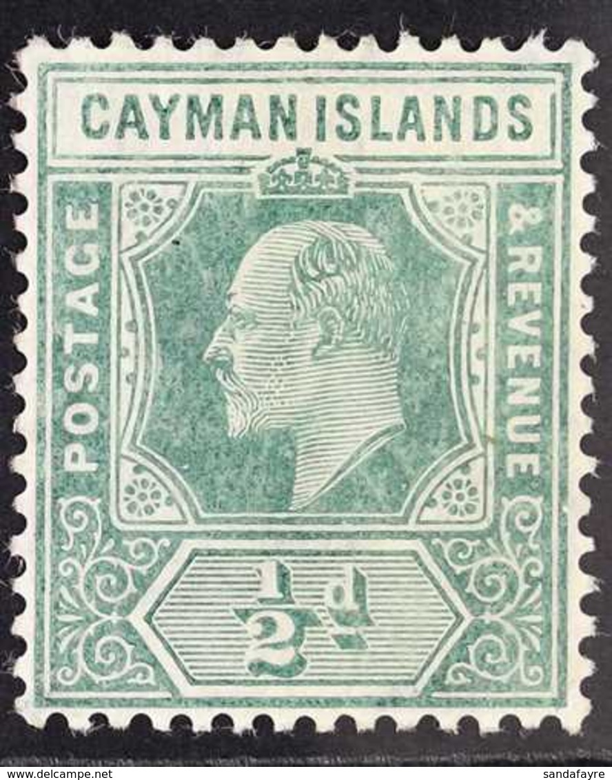 1907-09 ½d Green With DAMAGED FRAME AND CROWN (SPAVEN FLAW) Variety, SG 25a, Fine Mint, Scarce. For More Images, Please  - Iles Caïmans