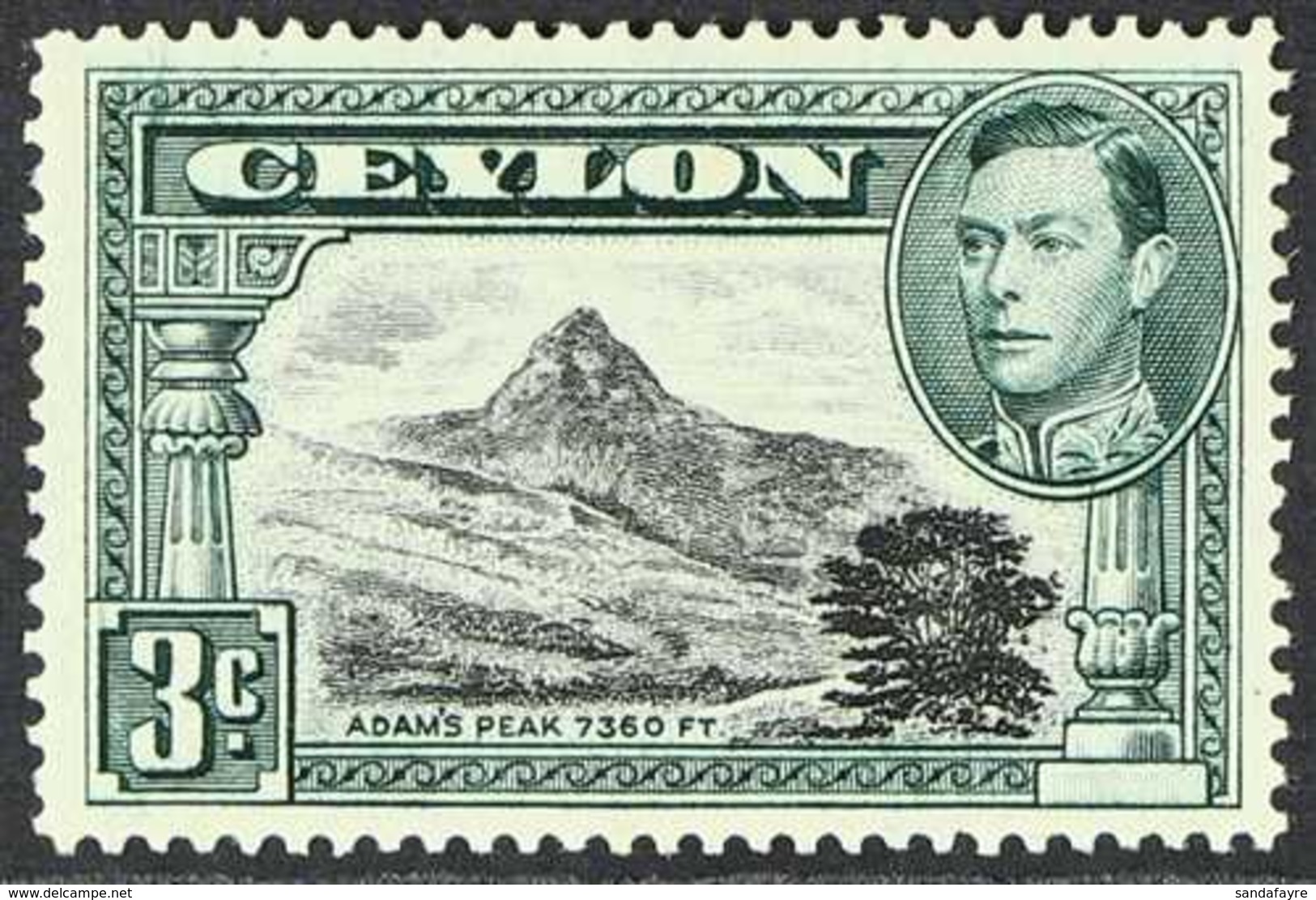 1938-49 3c Black & Deep Blue-green Perf 14 (line), SG 387c, Very Fine Mint, Very Fresh. For More Images, Please Visit Ht - Ceylon (...-1947)