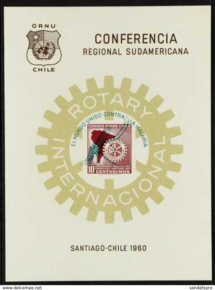 1962 Malaria Overprint On Rotary Conference Imperf Miniature Sheet (see Notes After Scott C221 Or Michel 584), Superb Un - Chile