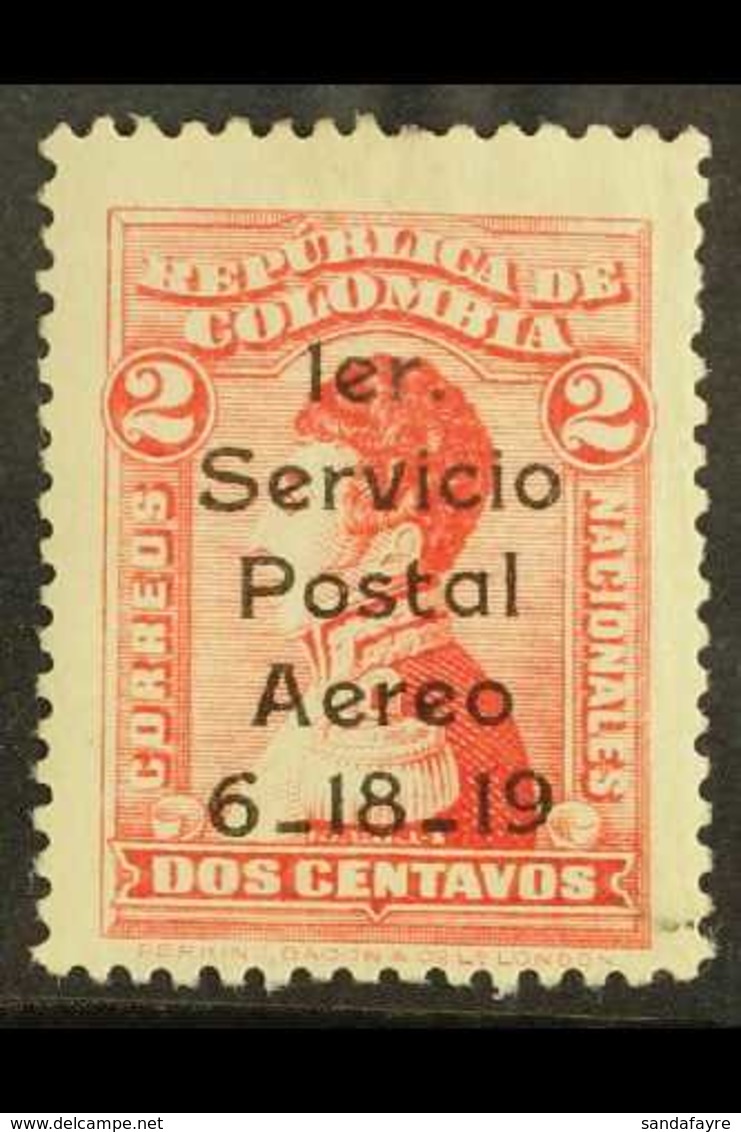 1919 FORGERY 2c Carmine Rose Opt'd Air Issue, As Scott C1, Unused "Spacefiller" Forgery. For More Images, Please Visit H - Colombie