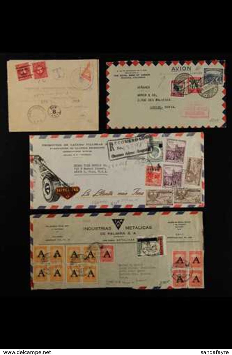1921-1959 An Interesting Group Of Mostly Airmail Covers With Multiple Frankings, Includes 1921 Cover To USA With 2c Bise - Colombie