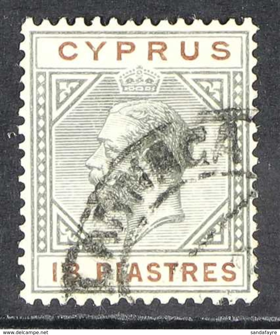 1921-23 18pi Black & Brown KGV, SG 98, Fine Used With "Larnaca" Cds Cancel. For More Images, Please Visit Http://www.san - Otros & Sin Clasificación