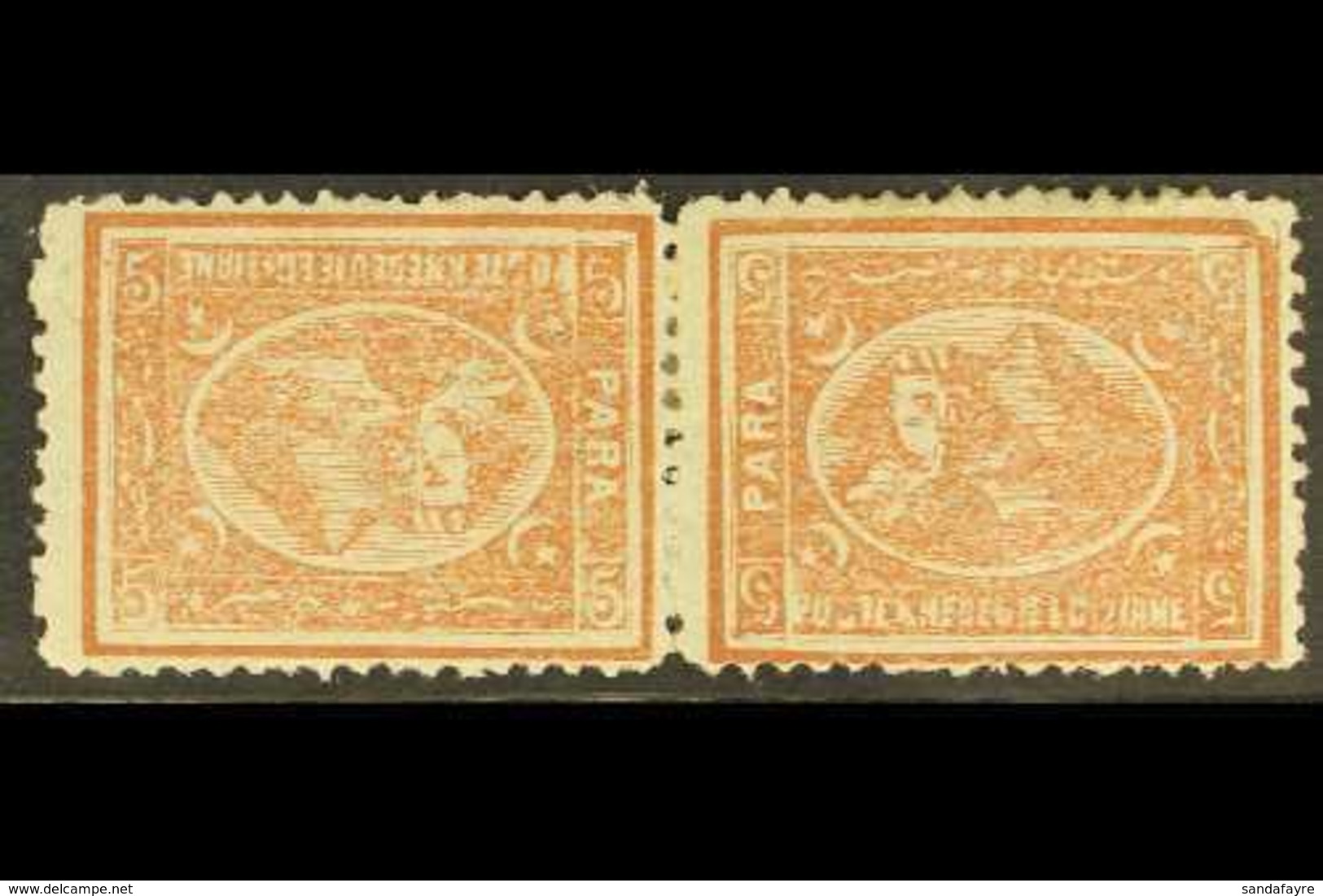 1874-75 5pa Brown Perf 13½x12½ Horizontal TETE-BECHE PAIR, SG 35fb, Fine Mint, The Right Stamp Showing BROKEN UPPER RIGH - Andere & Zonder Classificatie
