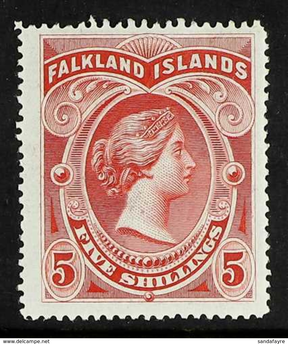 1898 5s Red Queen Victoria, SG 42, Fine Mint. For More Images, Please Visit Http://www.sandafayre.com/itemdetails.aspx?s - Falkland