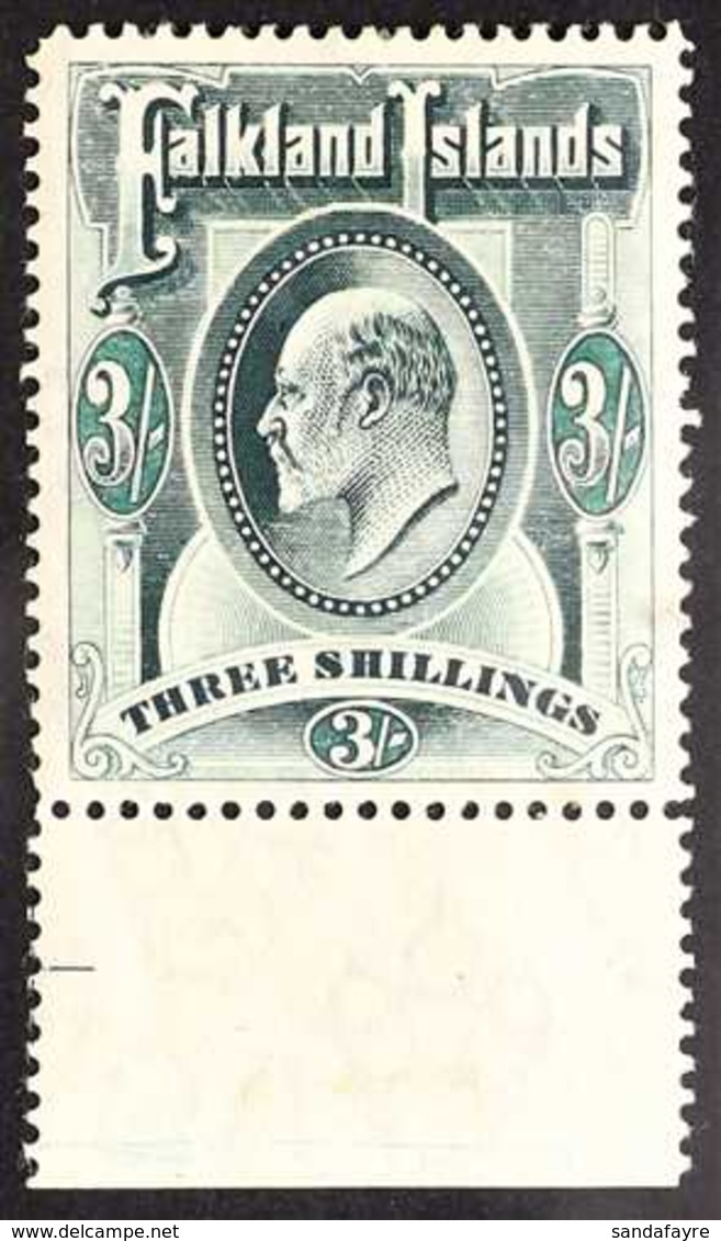 1904-12 3s Green, Wmk Mult Crown CA, KEVII, SG 49, Very Fine Mint. For More Images, Please Visit Http://www.sandafayre.c - Islas Malvinas